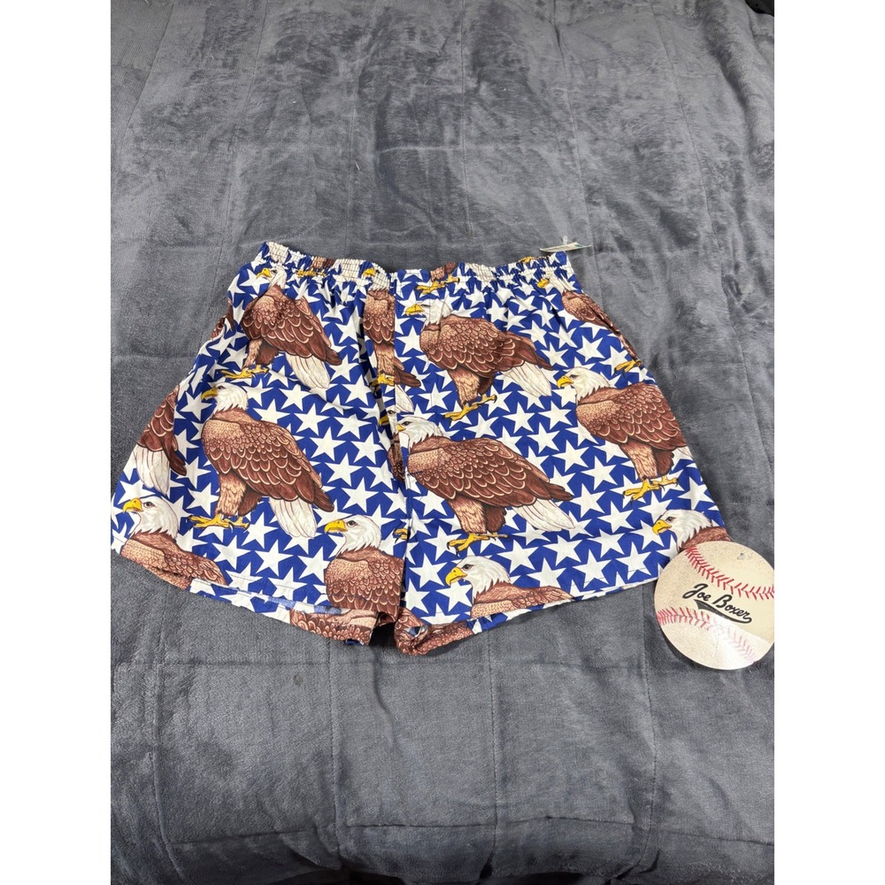 Vintage Joe Boxer Mens XL Patriotic Bald Eagle Stars Cotton Boxers Made in USA